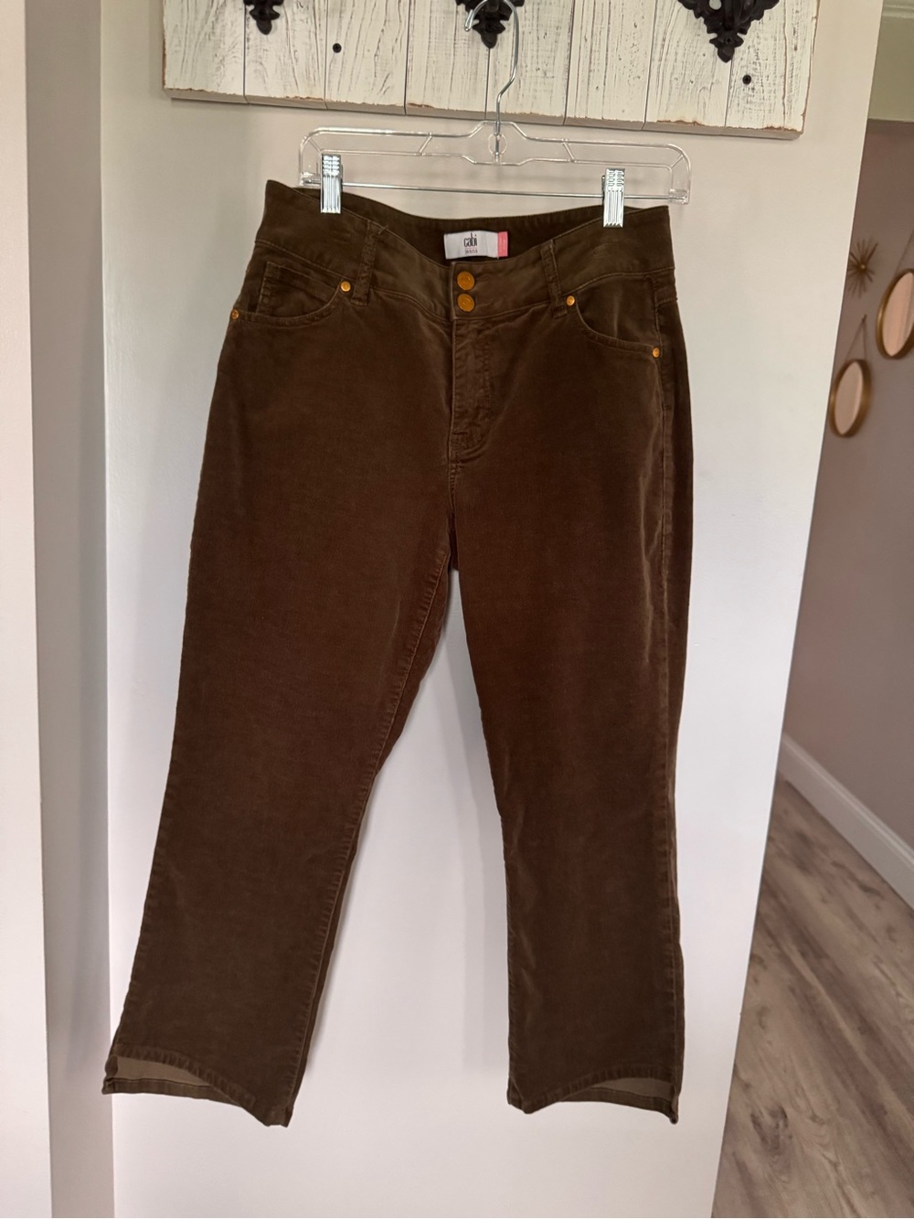 CAbi #4694 HiLo cords in mushroom/brown/olive